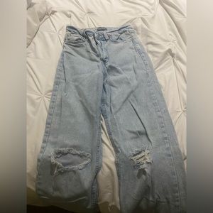 Women's Super-High Rise Distressed Straight Jeans - Wild Fable™ Medium Wash